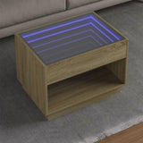 ZNTS Coffee Table with Infinity LED Sonoma Oak 70x50x50 cm 847660