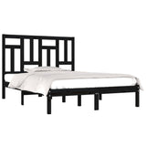Bed Frame without Mattress Black 200x200 cm Solid Wood Pine 3104567