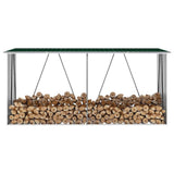 Garden Log Storage Shed Galvanised Steel 330x84x152 cm Green 47083