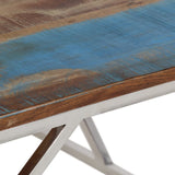 Coffee Table Silver Stainless Steel and Solid Reclaimed Wood 349952