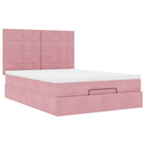 ZNTS Ottoman Bed with Mattresses Pink 140x190cm Velvet 3313474