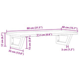 Basin Shelf Wall Mounted Steel and Solid Wood Oak 3302567