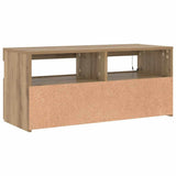TV Cabinet with LED Lights Artisan Oak 90x35x40 cm Engineered Wood 856308