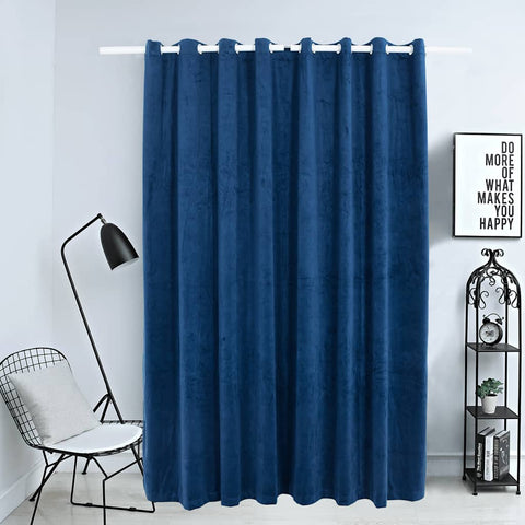 ZNTS Blackout Curtain with Metal Rings Velvet Dark Blue 290x245 cm 134531