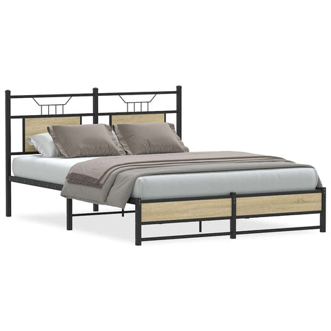 Bed Frame without Mattress Sonoma Oak 140x190 cm Engineered Wood 4106962