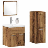 Bathroom Furniture Set with Door 4 pcs Old Wood Engineered Wood 3332571