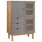 Highboard OTTA Brown and Grey 85x43x125 cm Solid Wood Pine 351307