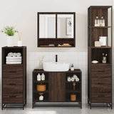 4 Piece Bathroom Furniture Set Brown Oak Engineered Wood 3301304
