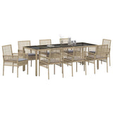 Garden Dining Set 9 pcs Beige Poly rattan 3334885