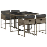 Garden Dining Set Grey PE rattan Compact Removable Covers 3211256