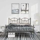 Metal Bed Frame without Mattress with Footboard Black 135x190cm 353456