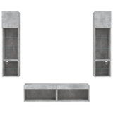 6 Piece TV Wall Units with LED Concrete Grey Engineered Wood 3216625