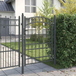Fence Gate with Lock Grey 170 x 100 cm Powder-coated steel 42008975