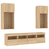5 Piece TV Wall Units with LED Sonoma Oak Engineered Wood 3216745