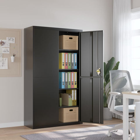 ZNTS File Cabinet Black 105x40x180 cm Steel 339770