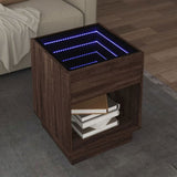 Coffee Table with Infinity LED Brown Oak 40x40x50 cm 847650
