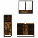 3 Piece Bathroom Furniture Set Smoked Oak Engineered Wood 3301002
