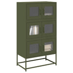 ZNTS Highboard Olive Green 68x39x123 cm Steel 853354