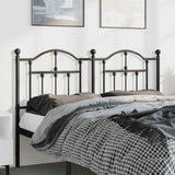Headboard Black Powder-Coated Steel Double Bed Durable 353473