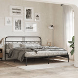 Metal Bed Frame without Mattress with Headboard Black 193x203cm 377123