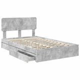 Storage Bed Concrete Grey 135 x 190 cm Engineered Wood 3412286