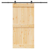 Sliding Door with Hardware Set 100x210 cm Solid Wood Pine 3332675