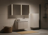 Bathroom Furniture Set 4 pcs White Engineered Wood and Glass 3407447