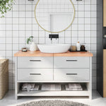 Bathroom Countertop Light Brown 140x60xcm Treated Solid Wood 3156152