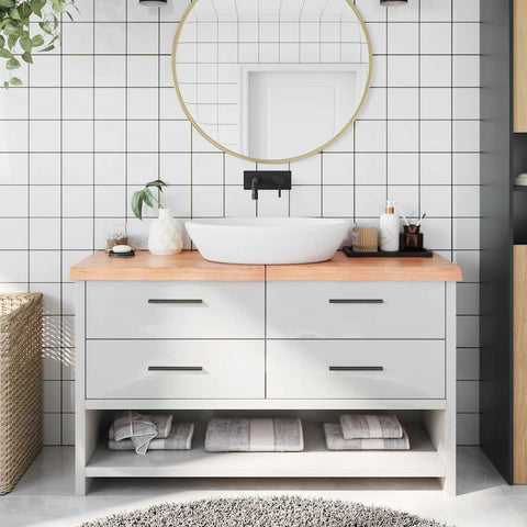 Bathroom Countertop Light Brown 140x60xcm Treated Solid Wood 3156152