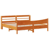 Bed Frame with Headboard Wax Brown 200x200 cm Solid Wood Pine 3307034