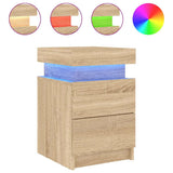 Bedside Cabinets with LED Lights 2 pcs Sonoma Oak 35x39x55 cm 836754
