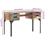 ZNTS Desk 118x48x75 cm Solid Reclaimed Wood 320665