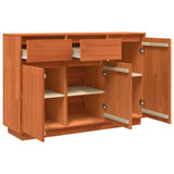 Sideboard Wax Brown 110 x 34 x 75 cm Solid Pine Wood 869889