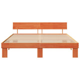 Bed Frame with Headboard Wax Brown 180 x 200 cm Solid Pine Wood 872559