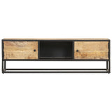 TV Cabinet with Carved Door 130x30x40 cm Rough Mango Wood 320943