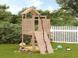 Playhouse with Climbing Wall Solid Wood Pine 3155831