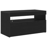 TV Cabinet with LED Black Oak 75 x 35 x 40 cm Engineered Wood 862557