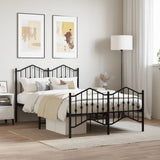 Metal Bed Frame without Mattress with Footboard Black 120x200cm 373805