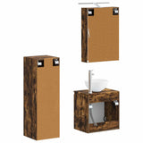 Bathroom Furniture Set 4 pcs Smoked Oak 3407419