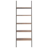 5-Tier Leaning Shelf Dark Brown and Black 64x34x185,5 cm 336377