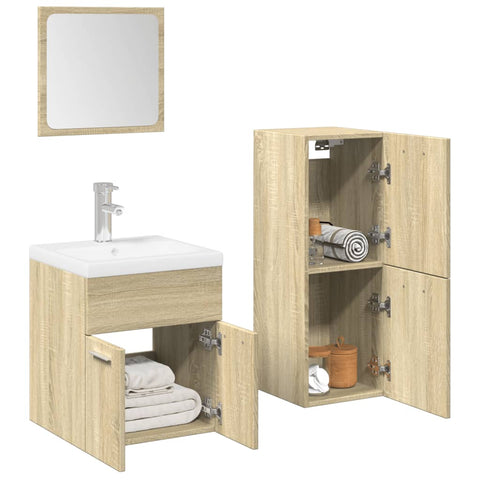 ZNTS 4 Piece Bathroom Furniture Set Sonoma Oak Engineered Wood 3325007