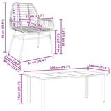 7 Piece Garden Dining Set Brown Poly Rattan Glass 3334546