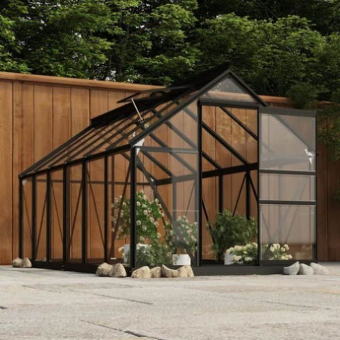 ZNTS Glass Greenhouse Anthracite 155x298x191 cm Aluminium 3082335