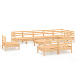 10 Piece Garden Lounge Set Solid Wood Pine 3082909