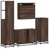 4 Piece Bathroom Furniture Set Brown Oak Engineered Wood 3301274