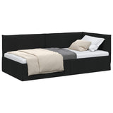 Corner Bed Frame with Headboard Black 90 x 200 cm Fabric 42016465
