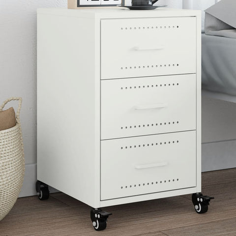 ZNTS Bedside Cabinet White 36x39x59 cm Steel 846733