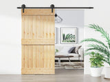 Sliding Door Natural and Black 80 x 210 cm Solid Pine Wood 3445122
