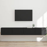 TV Wall Cabinet 2 pcs Black Engineered Wood 892232