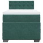 Box Spring Bed with Mattress Dark Green 100x200 cm Velvet 3286249